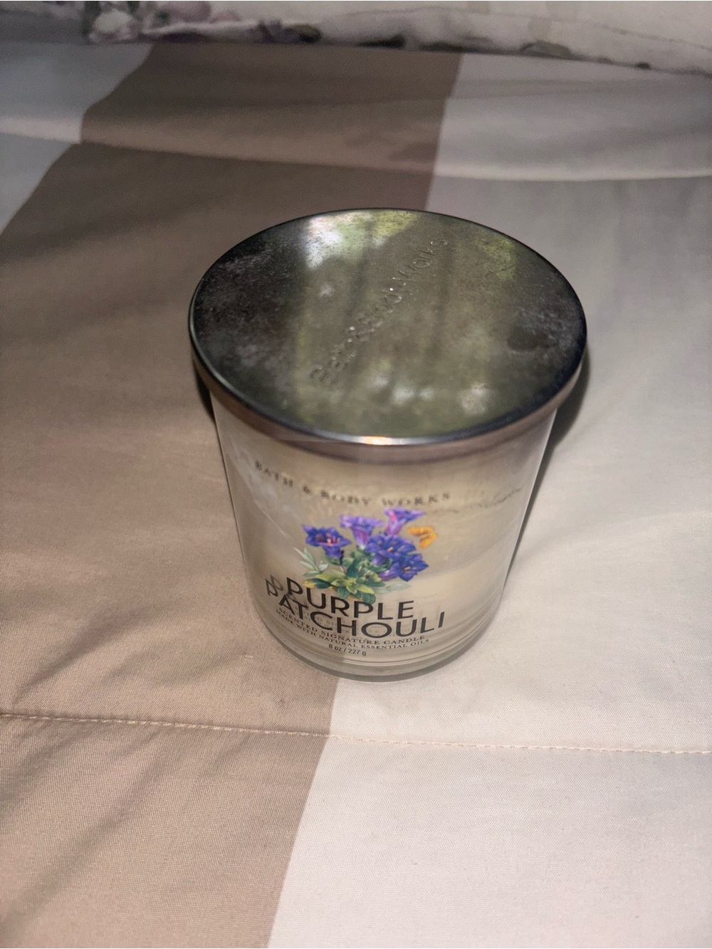 Bath & Body Works Purple Patchouli Floral Jar Candle with Silver Lid